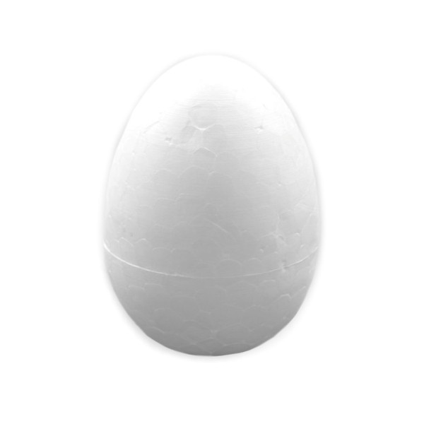 Polystyrene egg, white color, 7 x 11 cm